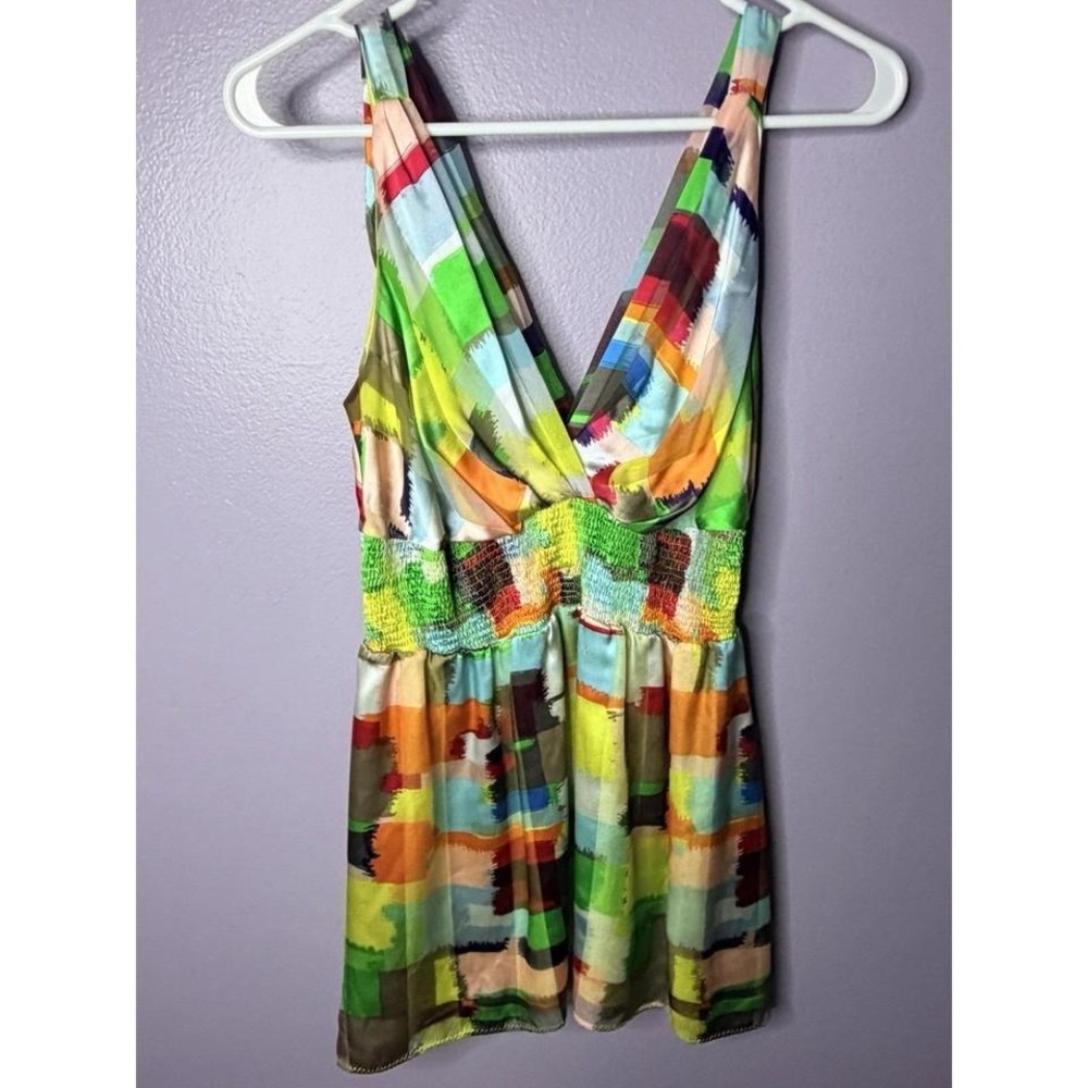 Colorful Silk Y2K Mini Dress Size Small 2000s Soft‎ Glam Summer Party Going Out